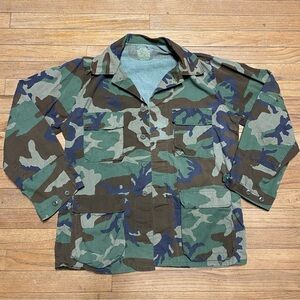 VTG Woodland Camo Combat Jacket Large/Long Selma Apparel 50% Nylon/Cotton